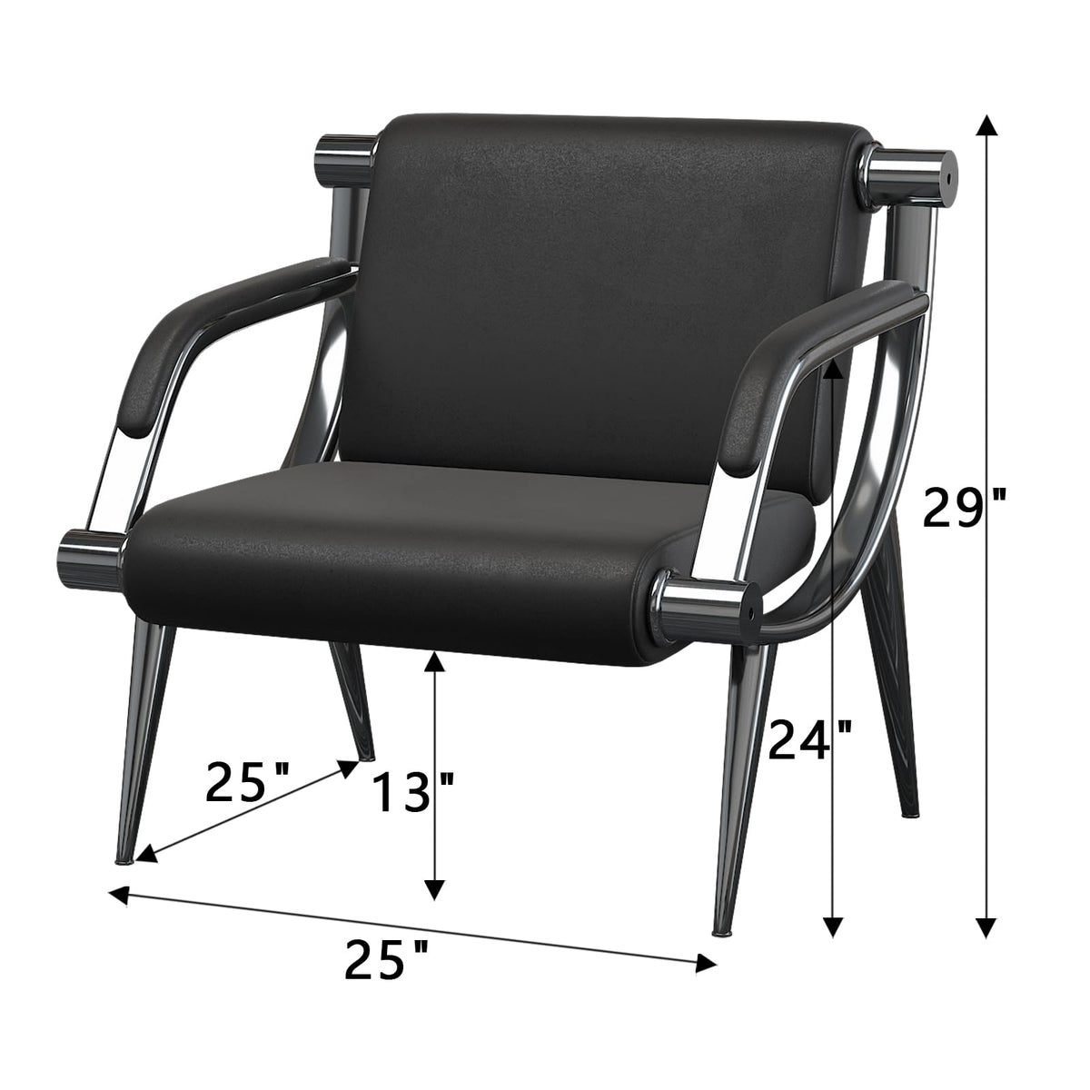 Wonline 2pcs Waiting Room Chair with Armrest Black Pu Leather Office Furniture, Office Guest Seating Lobby Conference Reception Chairs for