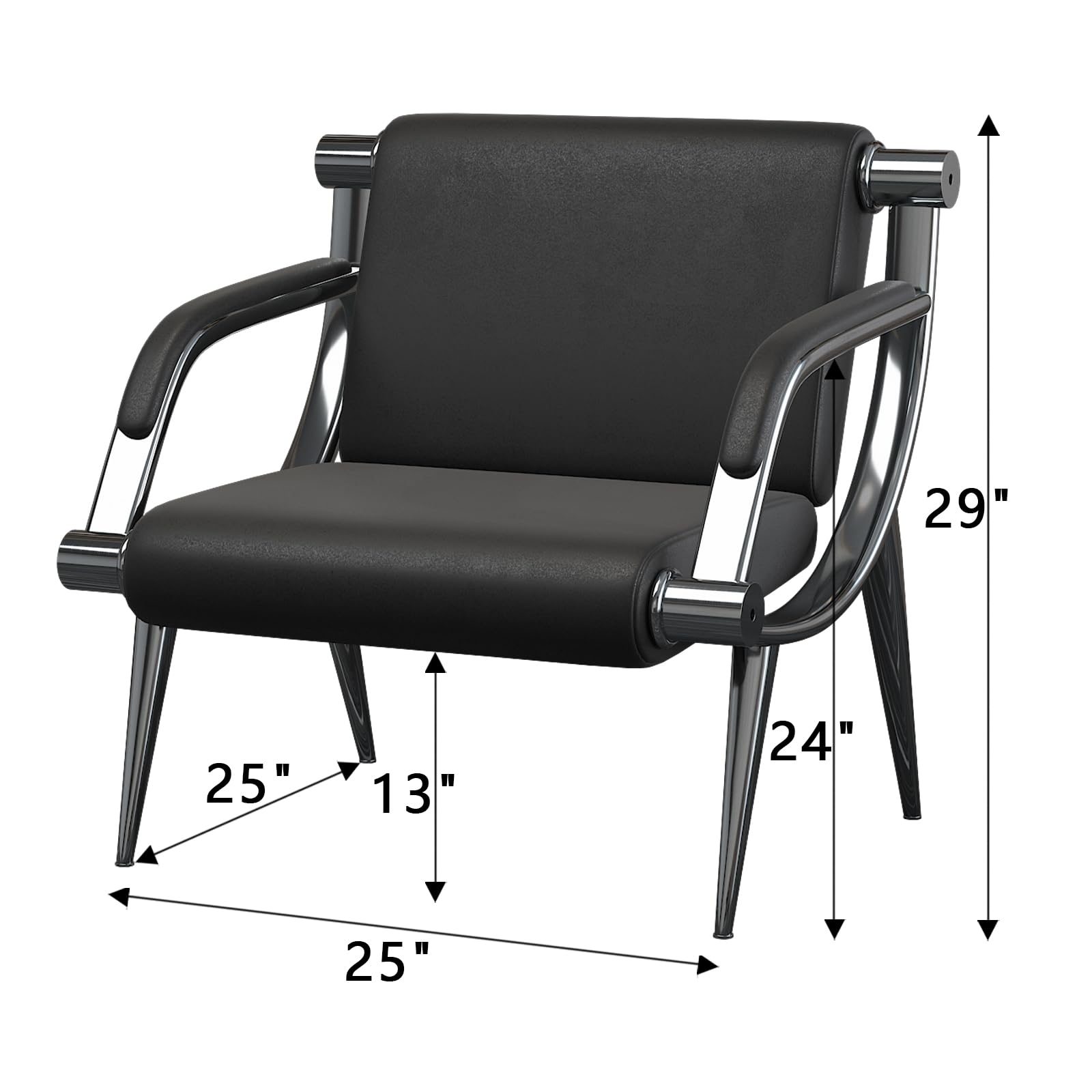 Wonline Waiting Room Chair with Armrest Black Pu Leather Office Furniture, Office Guest Seating Lobby Conference Reception Chairs for Airport