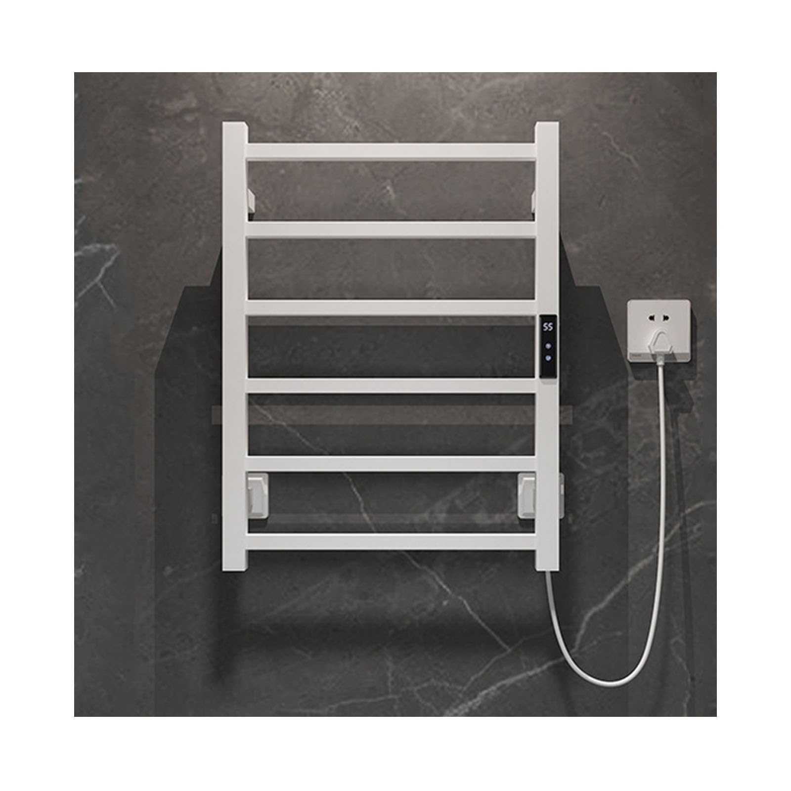 Smart Heated Towel Racks for Bathroom,Towel Warmer Plug-in Stainless Steel,Heated Drying Rack Wall Mounted with Timer,White,Right Wire