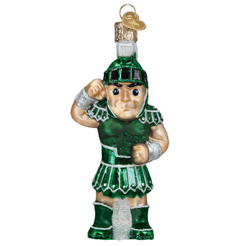 Old World Christmas Michigan State Sparty Glass Blown Ornament for Christmas Tree, Handcrafted Holiday Decoration, University Collection