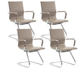 Cimota Waiting Room Chairs Leather Office Guest Chair Mid Back Reception Chairs with Sled Base for Meeting/patient/conference Room, Light Brown