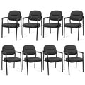Clatina Leather Guest Chair Sets of 8, Office Reception Chair No Wheels with Armrests and Lumber Support, Ergonomic Desk Armchair for Meeting