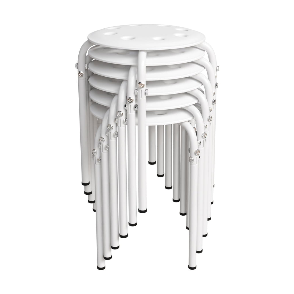 Vingli 6 Pack Round Plastic Stackable Stools for Home Office, White