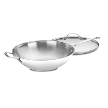 Cuisinart 14-Inch Stir-Fry Pan, Helper Handle and Glass Cover, Chef's Classic Stainless Steel, 726-38H