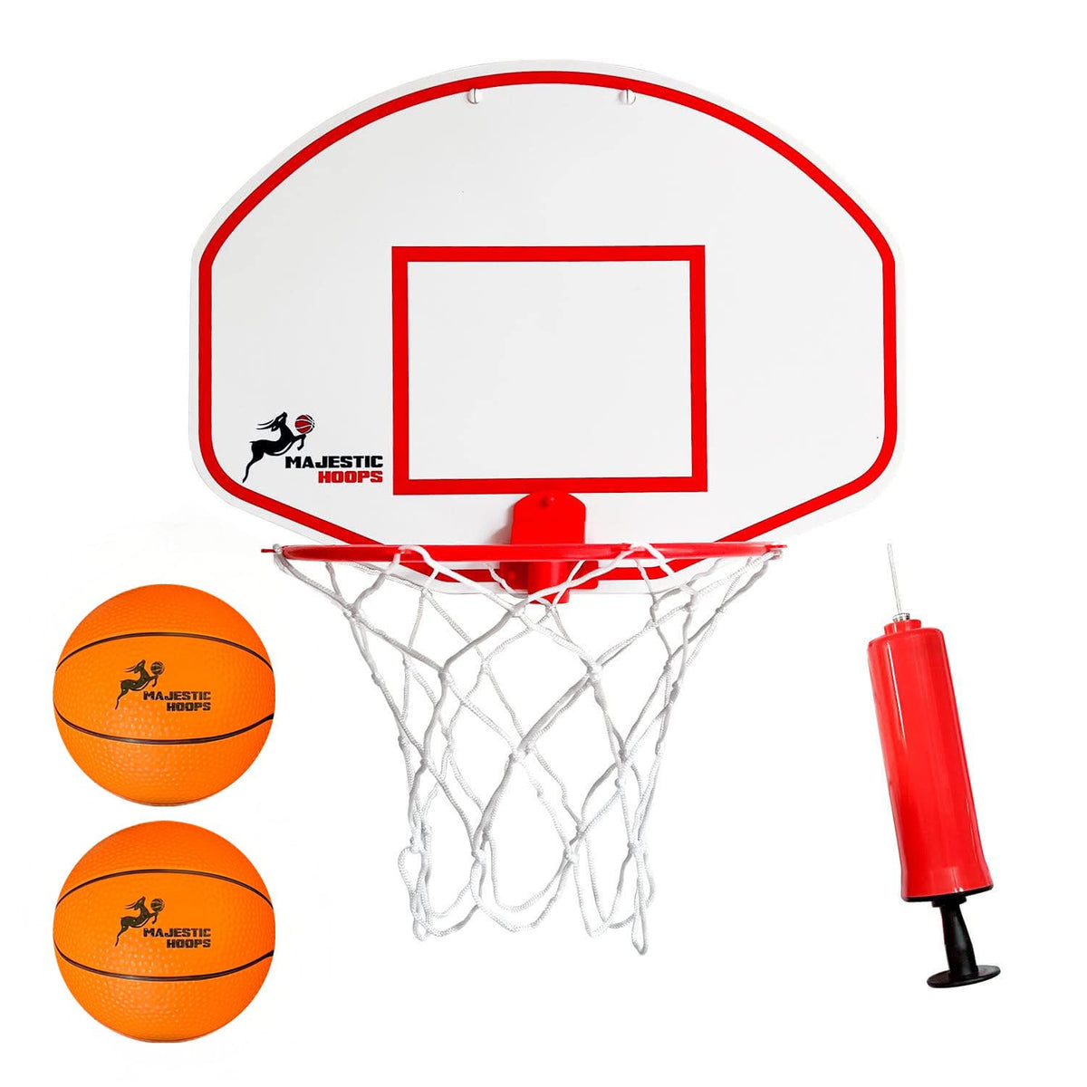 Majestic Hoops Mini Basketball Hoop - Indoor Basketball Hoop - Durable Plastic Basketball Hoop for Kids and Adults - No Assembling - Premium Basketball Game with Ball and Pump