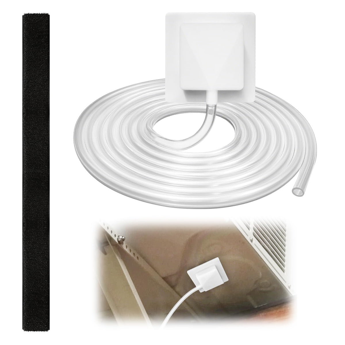10FT Air Conditioner Drain Hose,Window Air Conditioning Drainage Kit,Portable AC Drain Hose Connector, with Transparent Pipe, Suitable for Window Air Conditioning and Mini Split Units