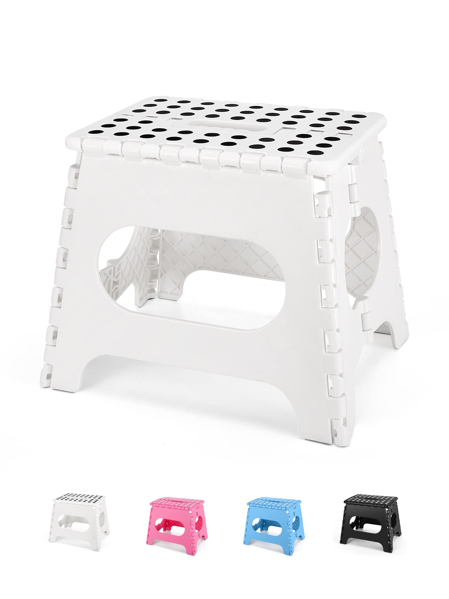Dyforce Kids Step Stool 11 Inch, 300lbs Folding Step Stool for Adults, 11inch, White