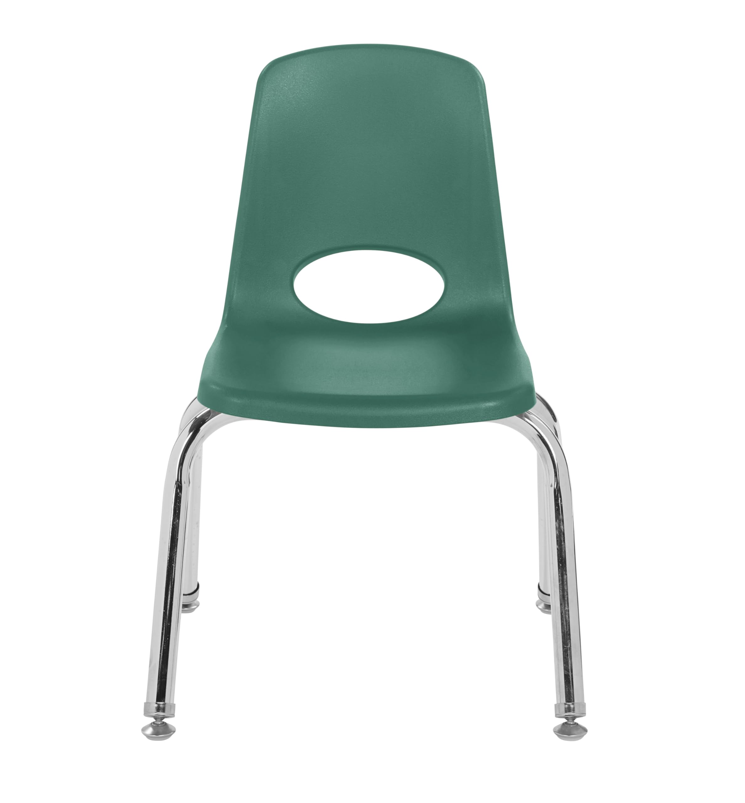 Fdp 12" School Stack Chair, Stacking Student Seat with Chromed Steel Legs and Nylon Swivel Glides for In-home Learning or Classroom - Green