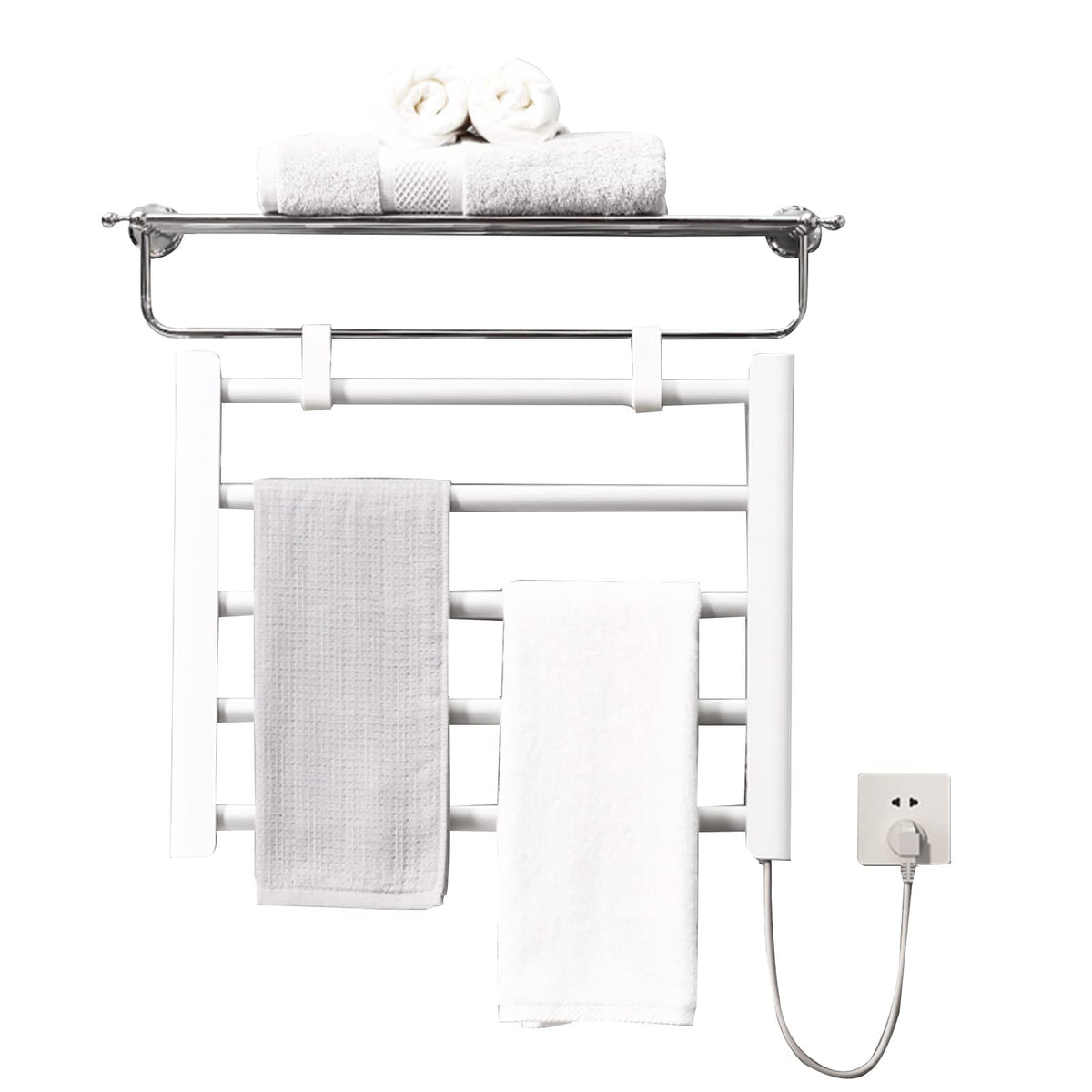 APUM Electric Heated Bathroom Towel Rail Warmer Radiator Energy Saving Fast Heat Electric Towel Rack - Space Aluminum