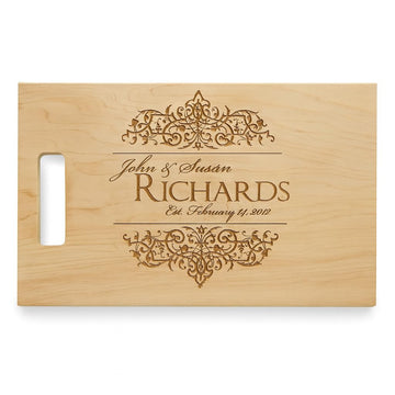 Personalized Wood Cutting Board – Custom Family Name + Est Date Engraved
