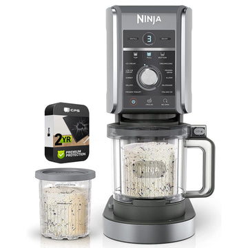 Ninja (Refurbished) NC501 CREAMi Deluxe 11-in-1 XL Ice Cream Maker Silver Bundle with 2 YR CPS Enhanced Protection Pack (Renewed)