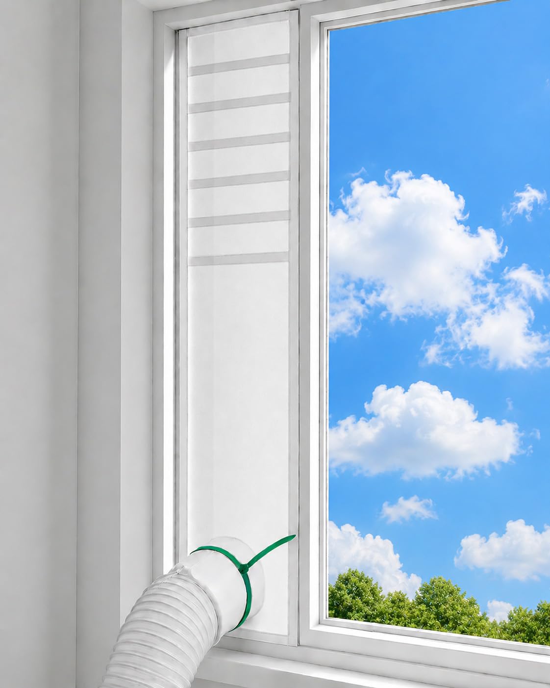 Portable AC Window Vent Kit, Heavy Duty Heat-Insulating Air Conditioner Window Seal Kit, Cut-to-Length Full Sealing AC Unit Windows Kit - 10" W x 38–62" L