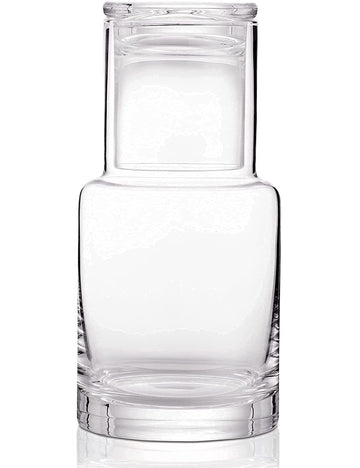 Bedside Carafe and Glass Set, Use Tumbler as Lid Night Water Carafe for Nightstand, Mouthwash Dispenser Pitcher with Glass Cup for Keeps Water Clean in Bedroom, Bathroom, or Kitchen