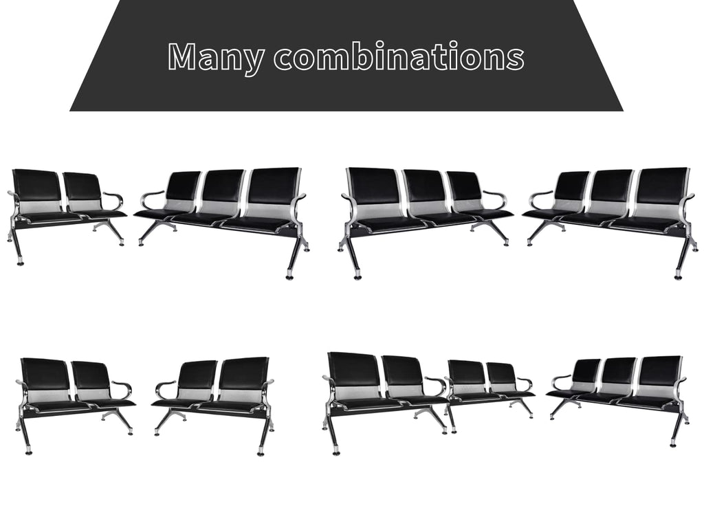Buenotoys 2-seat Waiting Room Chairs - Waiting Room Bench with Arms Airport Reception Bench Guest Reception Pu Leather Lobby Bench Waiting Area