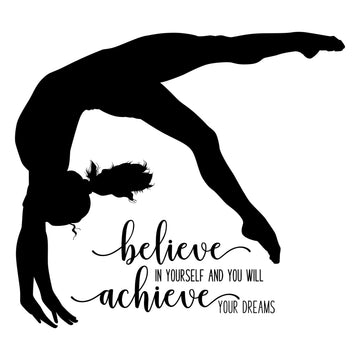 Believe in Yourself Gymnastics Wall Decal, Gymnast Quote Decor