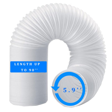 Portable Air Conditioner Hose, Length up to 90", Anti-Clockwise Thread, AC Hose with 5.9" Diameter, Exhaust Hose for Portable Air Conditioner
