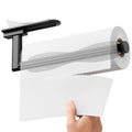 Paper Towel Holder Under Cabinet - Self Adhesive or Drilling Paper Towel Holder Wall Mount, One Hand Tear Black Towel Holder for Kitchen Organization, Bathroom, Sink, Pantry, Fridge, RV