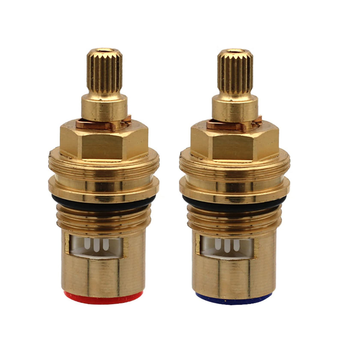 Brass Ceramic Faucet Valve Core,Tap Valves Replacement, Tap Valves Replacement, Brass Ceramic Disc Cartridges Insert Faucet Valve Quarter Turn 1/2" Ceramic Tap Valves for Bathroom Kitchen Tap,D-Red (C