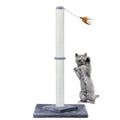 HUTPET 34" Tall Cat Scratching Post Double Base and Reinforcement Design Anti tilt,Sisal Scratch Posts Trees with Feather Toys for Indoor Cats(Gray)
