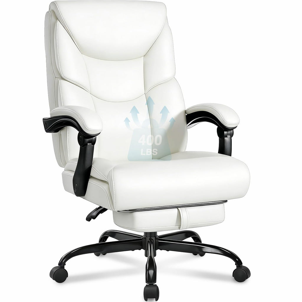 Wailor 400lbs Office Chair with Foot Rest, Reclining Big and Tall Office Chair with Lumbar Support, High Back Pu Leather Computer Chair,comfy
