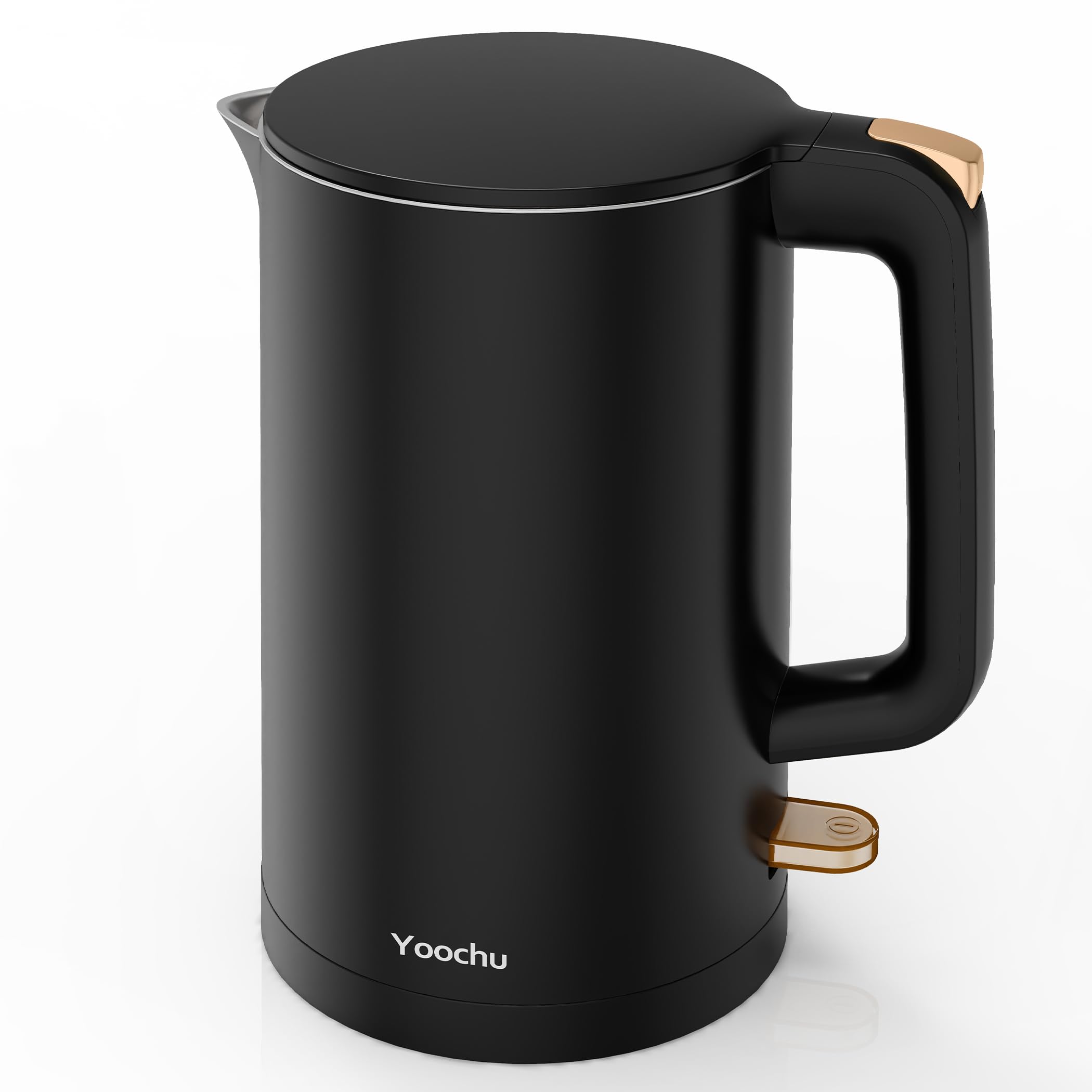 Electric Kettle, Double Wall 1.7L Stainless Steel Cool Touch, Water Boiler & Heater, 1500W Hot Tea Pot, Boil Dry Protection & Cordless Base, BPA-Free, Black