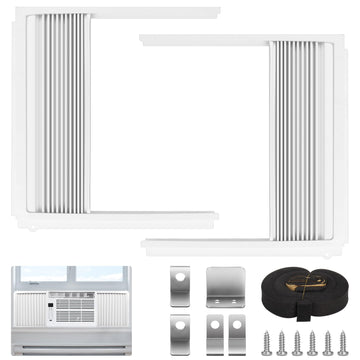 Window Air Conditioner Side Panels with Frame, Adjustable AC Insulation Side Panels for Window Units, Air Conditioner Accordion Filler Curtain Kit Replacement for 5000 BTU Units