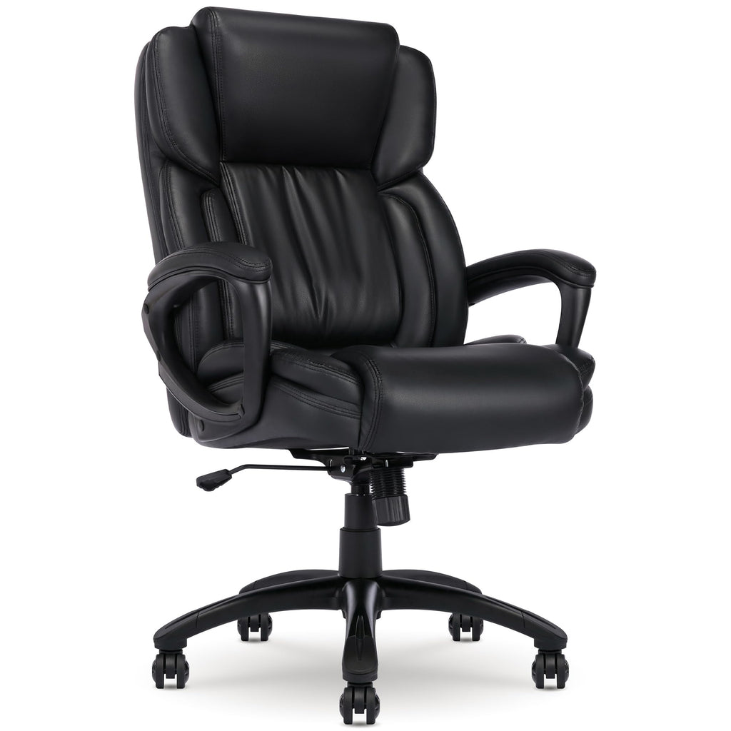 Serta Ergonomic Executive Office Chair with Lumbar Support, Leather Chair, High-Back, Space Black