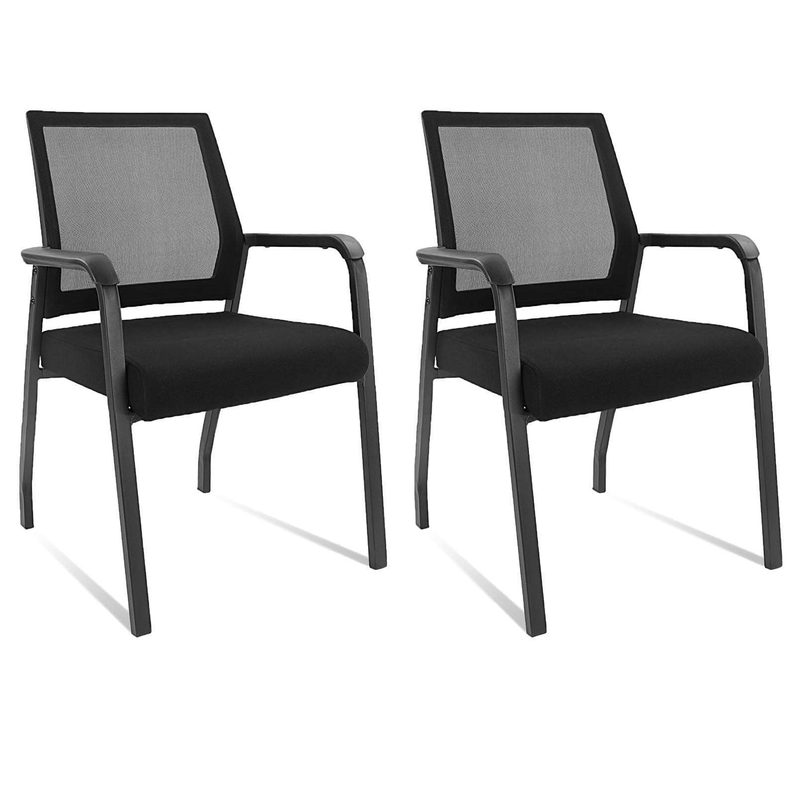 Klasika Desk Chair No Wheels, Arm Chair with Ergonomic Lumbar Support and Thickened Seats Cushion, Waiting Room Chairs for Office School Church
