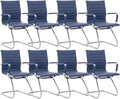 Hny 8-pack Pu Leather Office Guest Chairs, 8 PCS, Navy