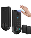 Lockin Venoris Pro Smart Deadbolt Lock with Dual Swappable Batteries for 6-Month Extended Power, Palm Vein & Fingerprint Keyless Entry, Built-in Wi-Fi, Doorbell, App Remote Control, IP65 Waterproof