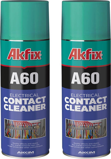 Akfix A60 Electrical Contact Cleaner Spray (2x12 oz.) - Contact Cleaner Electronics, Dry Cleaner for Flux and Other Surface Contaminants, Safe for Circuit Boards & Electronics | 12 oz. 2 Pack