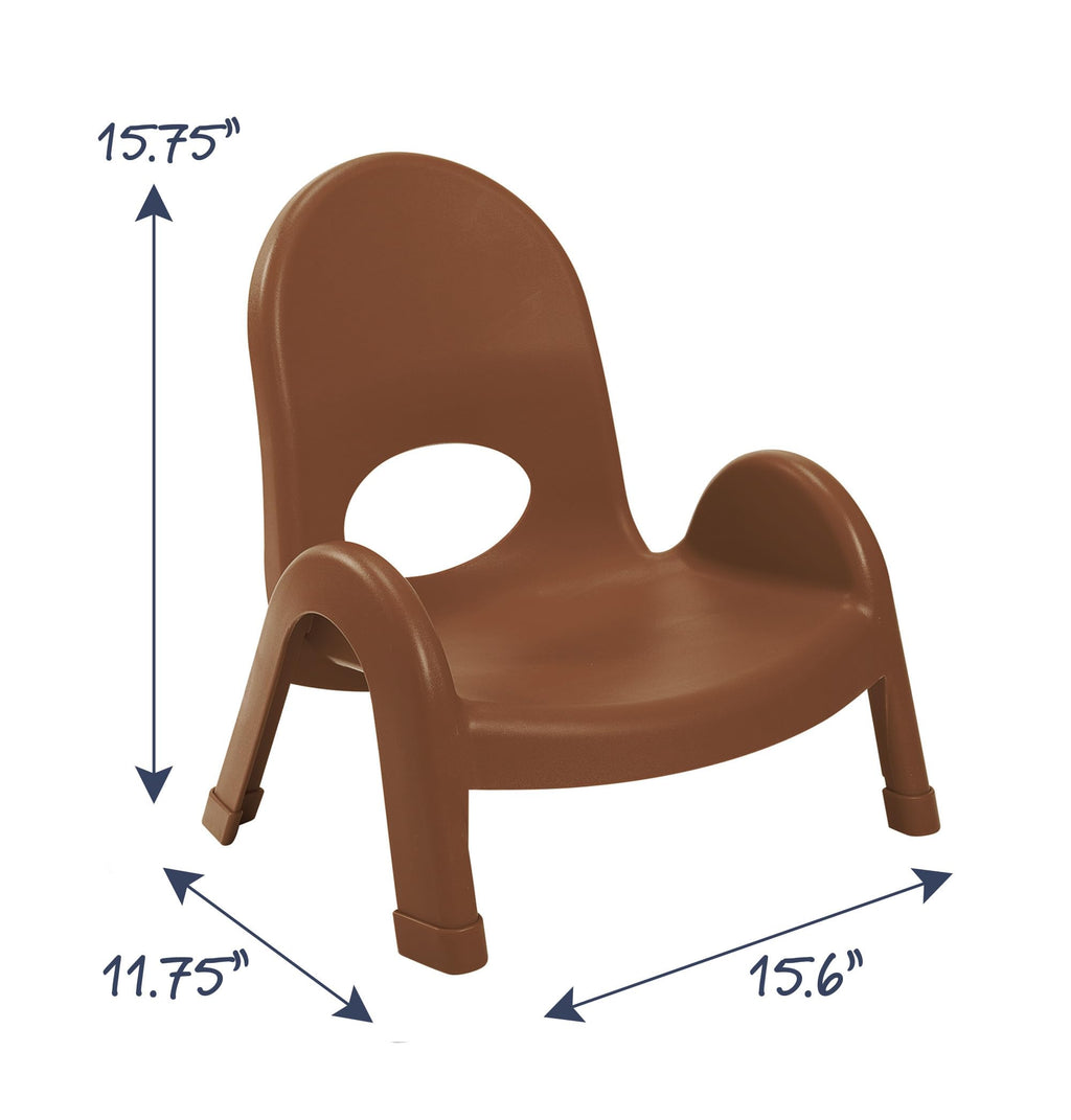 Children's Factory Value Stack 5" Child Chair - Cocoa - Set of 4, 5"H Seat