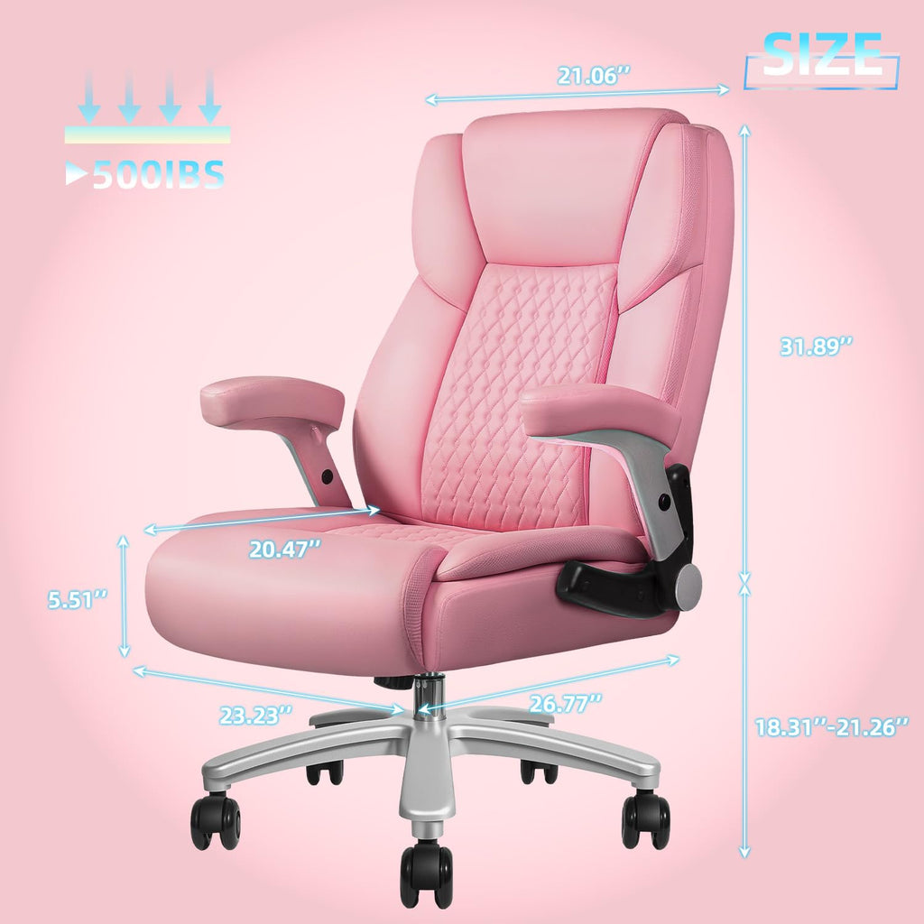Vitesse 600lbs Big and Tall Office Chair with Flip Up Armrest, Large Heavy Duty Chair with Ergonomic Lumbar Support, Xecutive Office for Heavy
