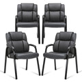 Clatina Leather Guest Chair with Padded Arm Rest for Reception Meeting Conference and Waiting Room Side Office Home Black 4 Pack