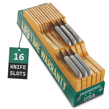 Bellemain 100% Pure Bamboo Knife Drawer Organizer, Knife Block - 16 Slots
