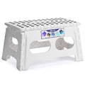 Delxo Folding Step Stool 9 Inch,300lbs Extra Wide Step Stool for Kids, Widen White