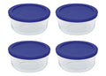 Pyrex 7201 4-Cup Glass Bowls and 7201-PC Cadet Blue Lids (4-Pack) Perfect for Meal Prep, Organization, Food Storage and so Much More - Made in USA