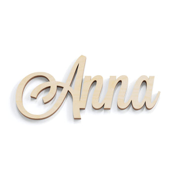 12-48 Inch Wide Custom Wooden Name Sign Hand Script Letter Baby Nursery Decor Girls Room Bedroom Wall Fancy Wood Letter Cursive Cutout Unfinished Ready to Paint Lavanderia