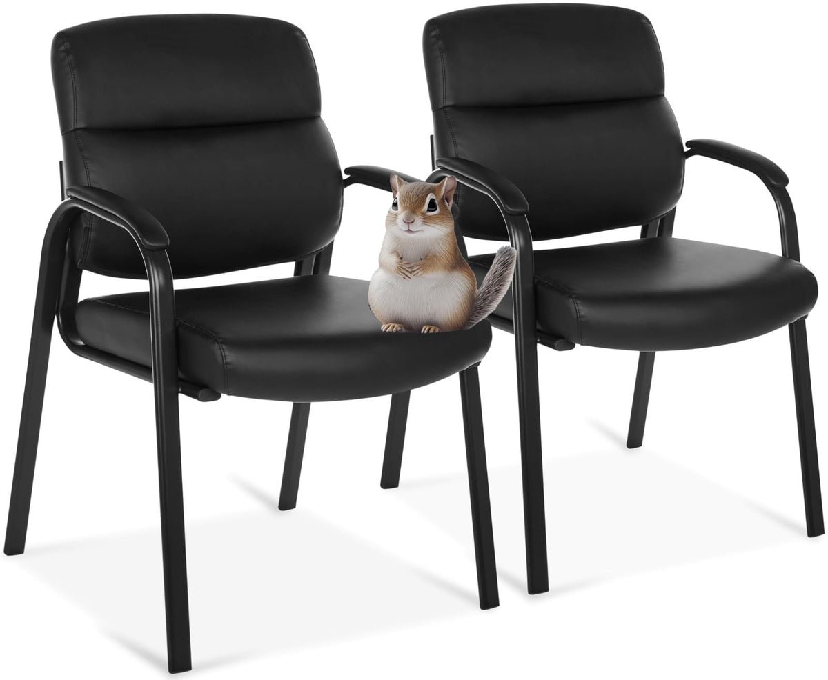 Oline Leather Guest Chair with Padded Arms, Reception Meeting Conference Waiting Room Lobby Home Desk Big and Tall Executive Office Chair,