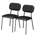 Vingli Modern Pu Padded Stacking Dining Chair Set of 2 for Home, Black, 2 Pack, Black Pu