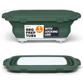 Drip EZ Collapsible BBQ Prep Tub - For Meal Prep Marinating Food Storage - Includes Cutting Board & Locking Lid - (1) OG - Green