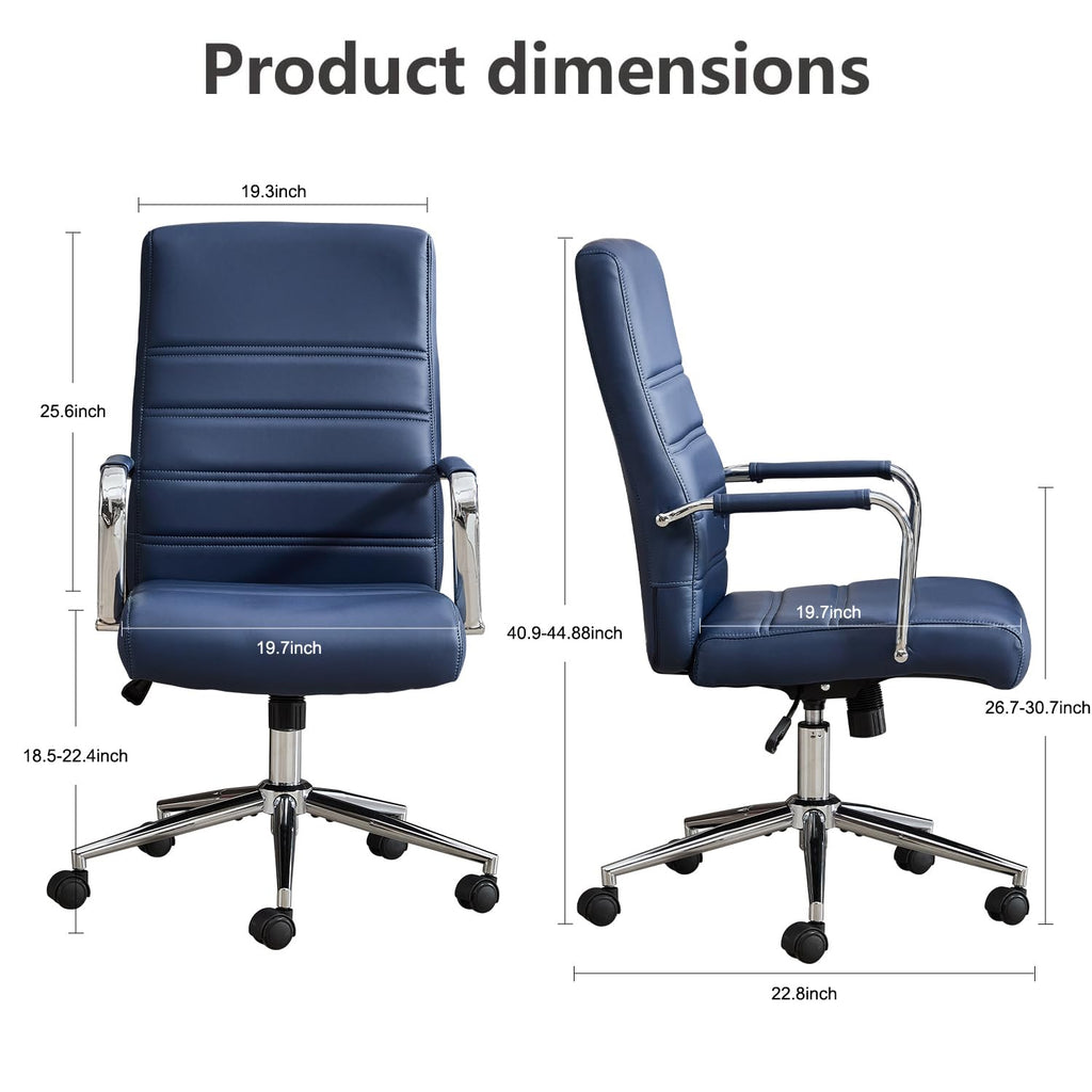 Office Desk Chair, Leather Conference Room Chairs with Wheels, Modern Executive Office Chairs Adjustable Height, Ergonomic Swivel Rolling