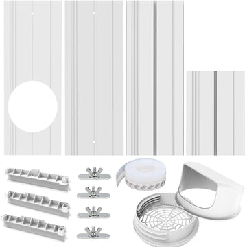 Portable Air Conditioner Window Vent Kit with 2-in-1 Coupler Fit for 5.0"/5.9” Exhaust Hose, Mobile AC Unit Window Seal Vent Kit with Seamless Slot Plates for Vertical/Horizontal Sliding Window