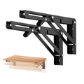 Ravinte 2 Pack 10 Inch Folding Shelf Brackets – Matte Black, Heavy Duty Collapsible Brackets for Tables and Benches – Space-Saving Design