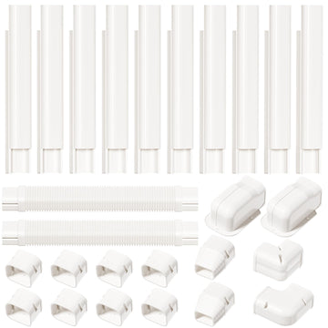 3" W 20Ft L Line Set Cover Kit for Mini Split Air Conditioners Decorative PVC Slim Line Cover for Central AC & Heat Pumps Systems Tubing Cover