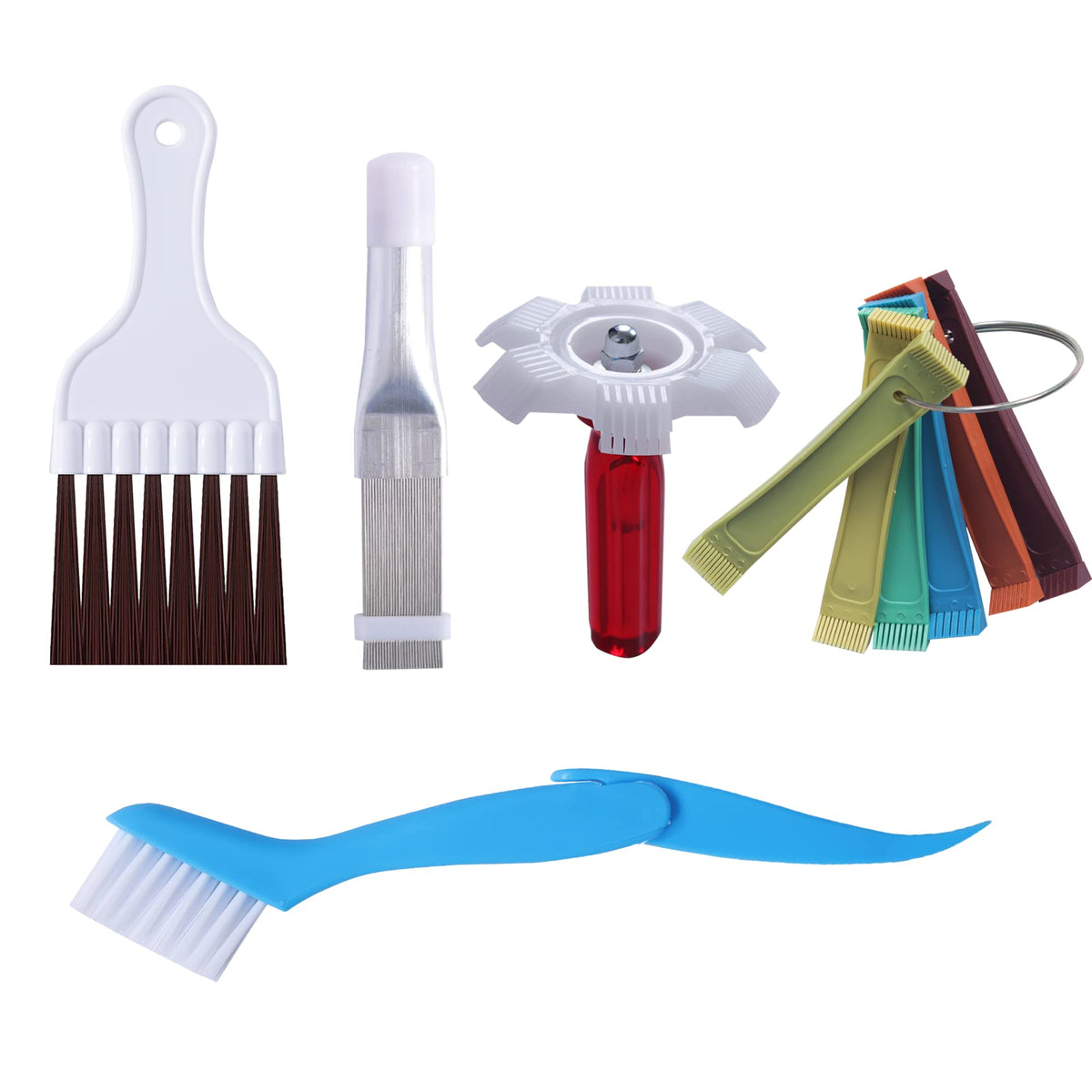 10 Pcs Air Conditioner Fin Comb Cleaner kit AC Coil Cleaning Brush 5 Different Fin Combs Condenser Fin Straightener AC Evaporator Comb Radiator Repair Clean Tool (Multicolor)