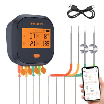 INKBIRD WiFi Meat Thermometer IBBQ-4T, Wireless BBQ Thermometer for Smoker