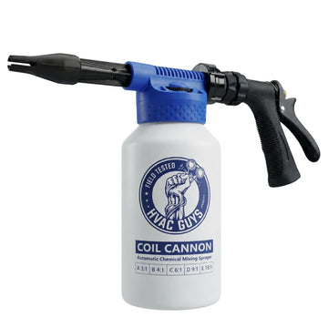 HVAC Guys Coil Cannon | AC Coil Cleaner Automatic Foaming Mixing Sprayer | Compatible with All Cleaners & Chemicals | 5 Dilution Ratios