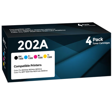 202A Toner Cartridges 4 Pack Compatible for HP 202A 202X Toner Cartridge Replacement for Color Laserjet Pro MFP M281fdw M281cdw M280nw, Pro M254dw M254dn M254nw Printers(Black/ Cyan/ Magenta/ Yellow)