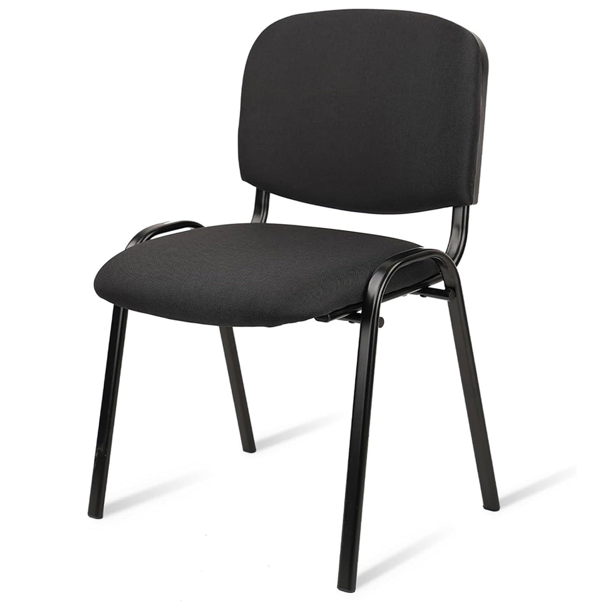 Clatina Stackable Waiting Room Chairs, Cloth Fabric Guest Reception Chair with Upholstered Thickene Seat and Back Support, Stacking Chair Metal